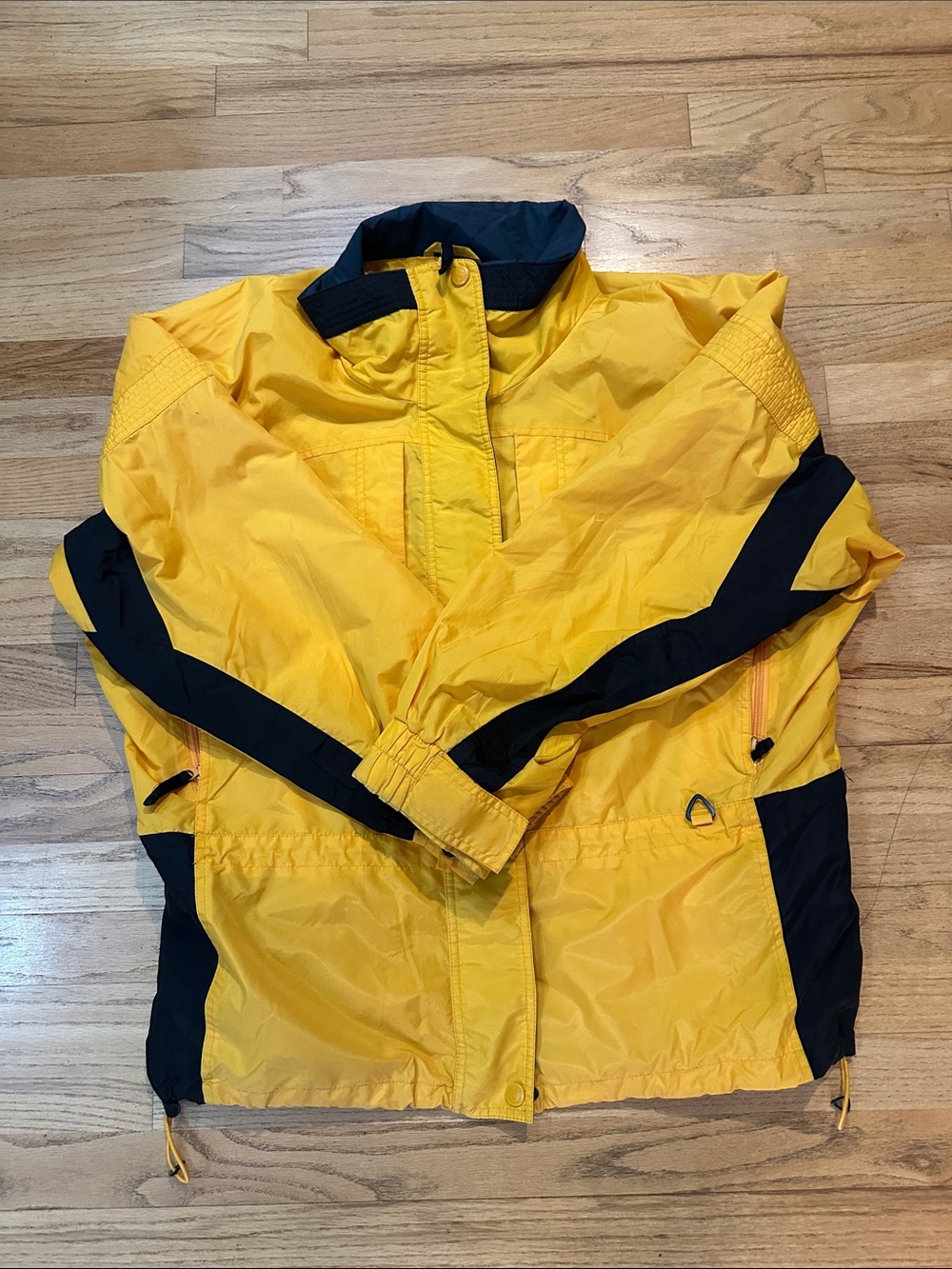 Columbia Yellow and Black Waterproof Hooded Rain Jacket